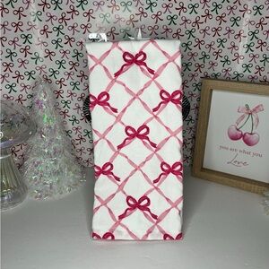 Shabby Chic Pink Bow Kitchen Towels, set of 3
